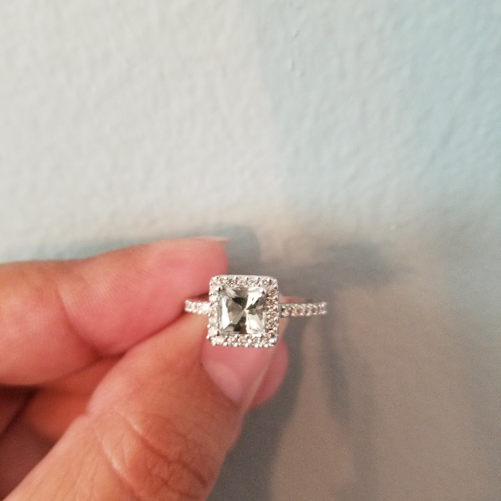 Green Amethyst & Diamond Ring